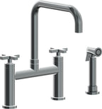 California Faucets Corsano Llave de Cocina Tipo Puente Contemporanea con Rociador Lateral - Pico Cuadruple - Níquel Negro