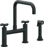 California Faucets Corsano Llave de Cocina Tipo Puente Contemporanea con Rociador Lateral - Pico Cuadruple - Carbón