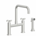 California Faucets Corsano Llave de Cocina Tipo Puente Contemporanea con Rociador Lateral - Pico Cuadruple - Cromo Pulido
