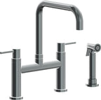 California Faucets Corsano Llave de Cocina Tipo Puente Contemporanea con Rociador Lateral - Pico Cuadruple - Níquel Negro