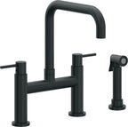 California Faucets Corsano Llave de Cocina Tipo Puente Contemporanea con Rociador Lateral - Pico Cuadruple - Carbón