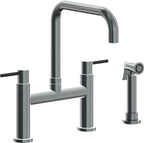 California Faucets Corsano Llave de Cocina Tipo Puente Contemporanea con Rociador Lateral - Pico Cuadruple - Níquel Negro