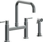 California Faucets Corsano Llave de Cocina Tipo Puente Contemporanea con Rociador Lateral - Pico Cuadruple - Níquel Negro