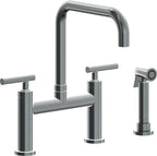 California Faucets Corsano Llave de Cocina Tipo Puente Contemporanea con Rociador Lateral - Pico Cuadruple - Níquel Negro