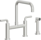 California Faucets Corsano Llave de Cocina Tipo Puente Contemporanea con Rociador Lateral - Pico Cuadruple - Cromo Pulido