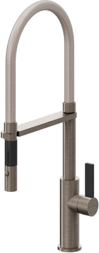 California Faucets Corsano Llave de Cocina Culinaria de Extraccion Contemporanea con Rociador de Boton - Níquel Antiguo Mate