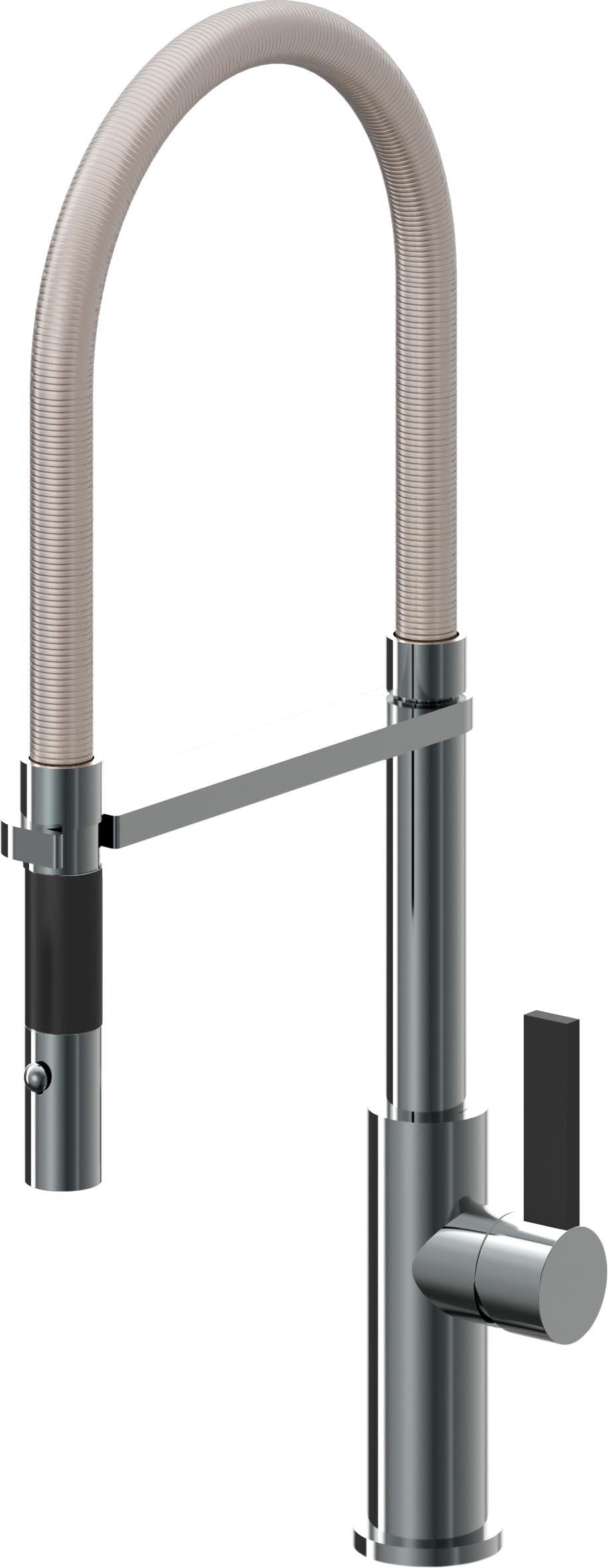 California Faucets Corsano Llave de Cocina Culinaria de Extraccion Contemporanea con Rociador de Boton - Níquel Negro