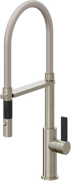 California Faucets Corsano Llave de Cocina Culinaria de Extraccion Contemporanea con Rociador de Boton - Níquel Bruñido