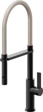 California Faucets Corsano Llave de Cocina Culinaria de Extraccion Contemporanea con Rociador de Boton - Negro Mate