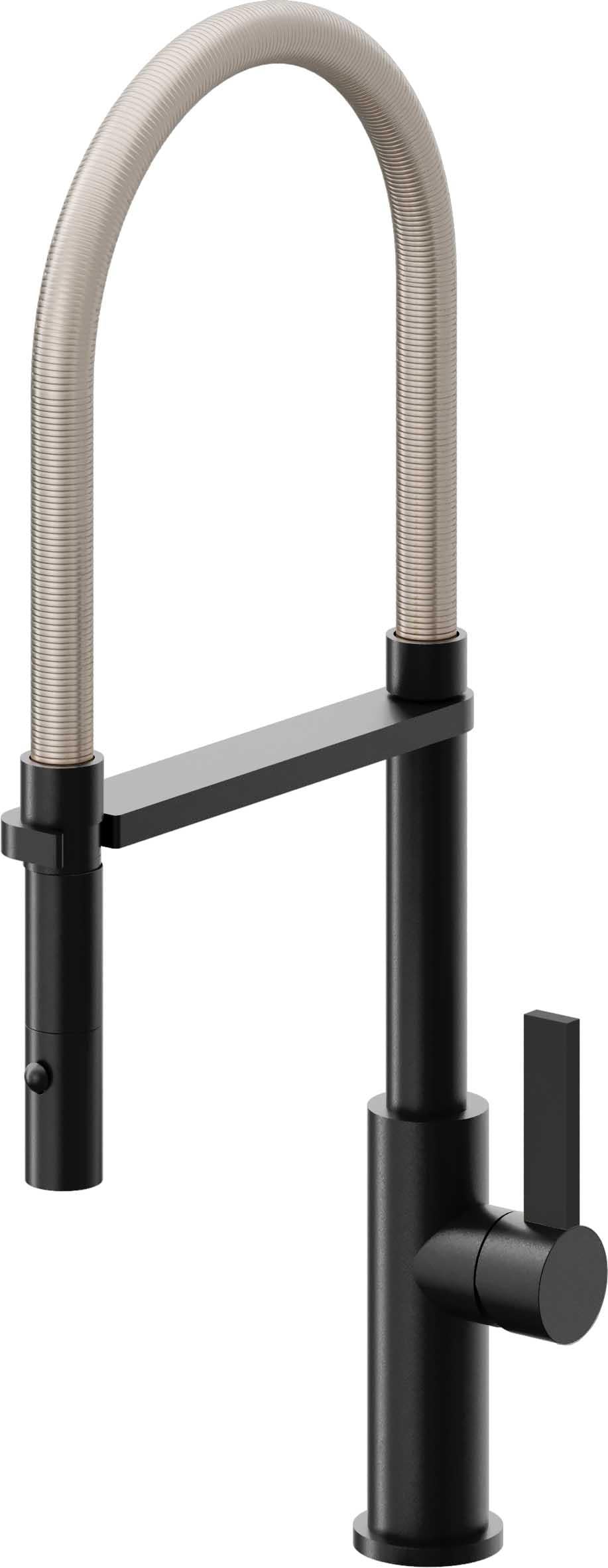 California Faucets Corsano Llave de Cocina Culinaria de Extraccion Contemporanea con Rociador de Boton - Negro Mate