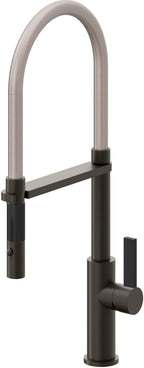 California Faucets Corsano Llave de Cocina Culinaria de Extraccion Contemporanea con Rociador de Boton - Bronce Oscuro