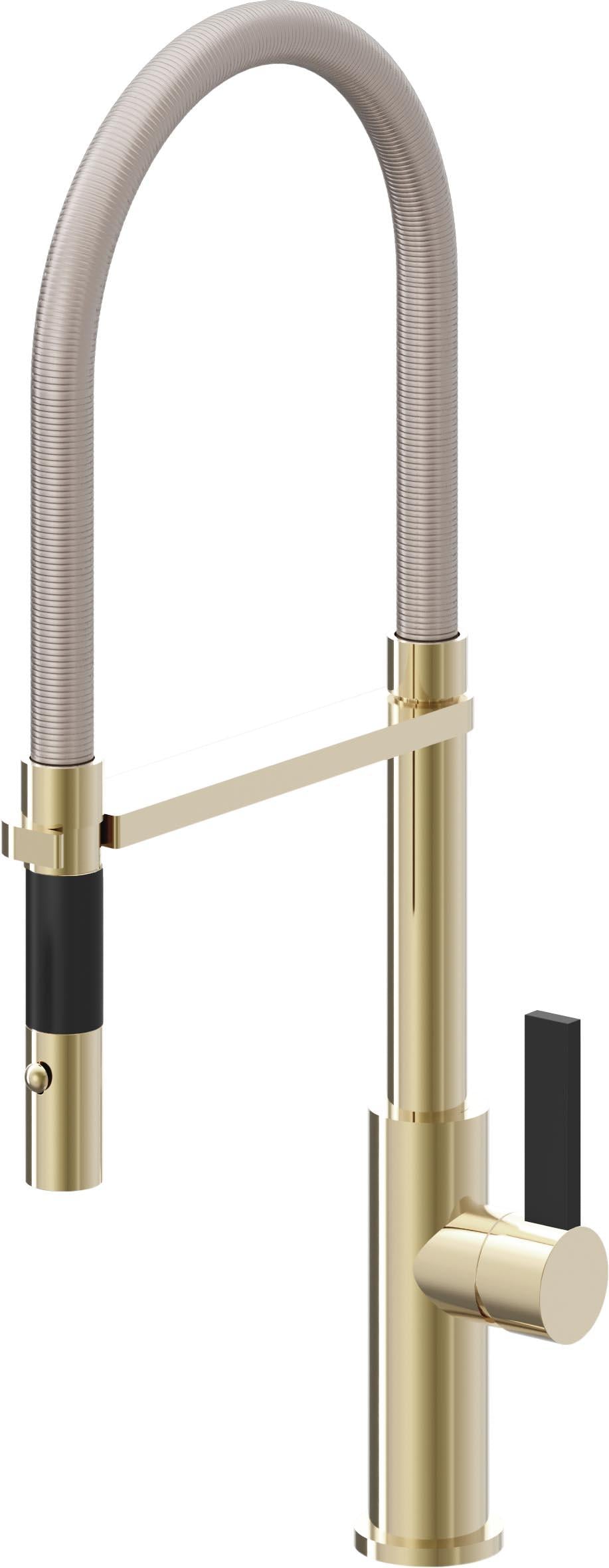 California Faucets Corsano Llave de Cocina Culinaria de Extraccion Contemporanea con Rociador de Boton - Latón Pulido