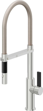 California Faucets Corsano Llave de Cocina Culinaria de Extraccion Contemporanea con Rociador de Boton - Cromo Pulido