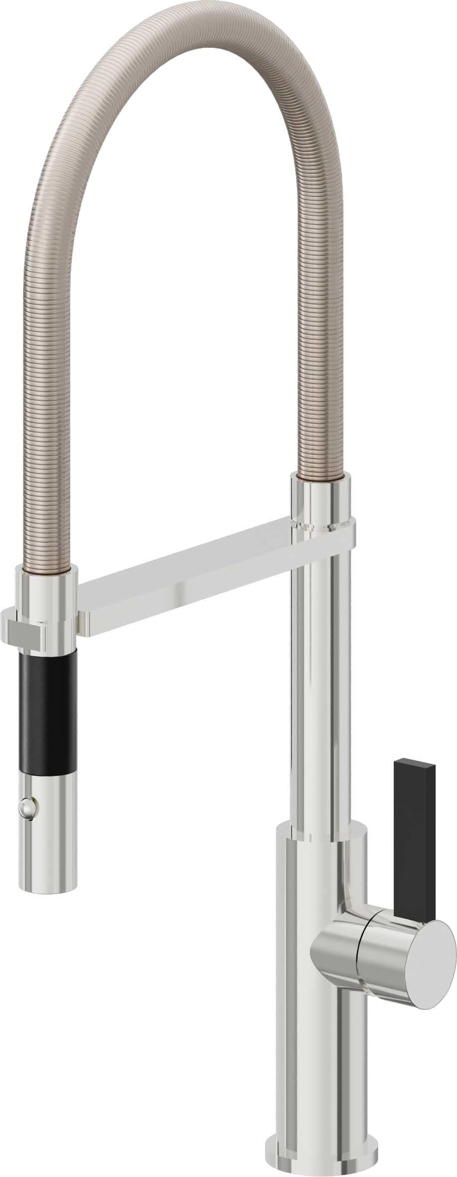 California Faucets Corsano Llave de Cocina Culinaria de Extraccion Contemporanea con Rociador de Boton - Cromo Pulido