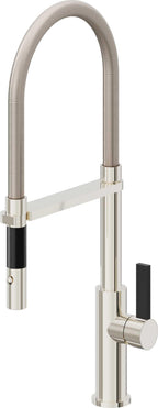 California Faucets Corsano Llave de Cocina Culinaria de Extraccion Contemporanea con Rociador de Boton - Níquel Pulido