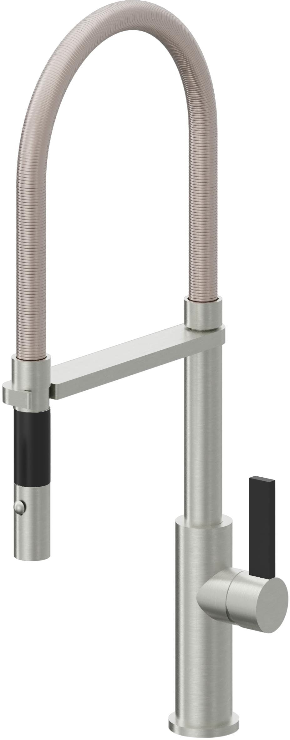 California Faucets Corsano Llave de Cocina Culinaria de Extraccion Contemporanea con Rociador de Boton - Cromo Satinado