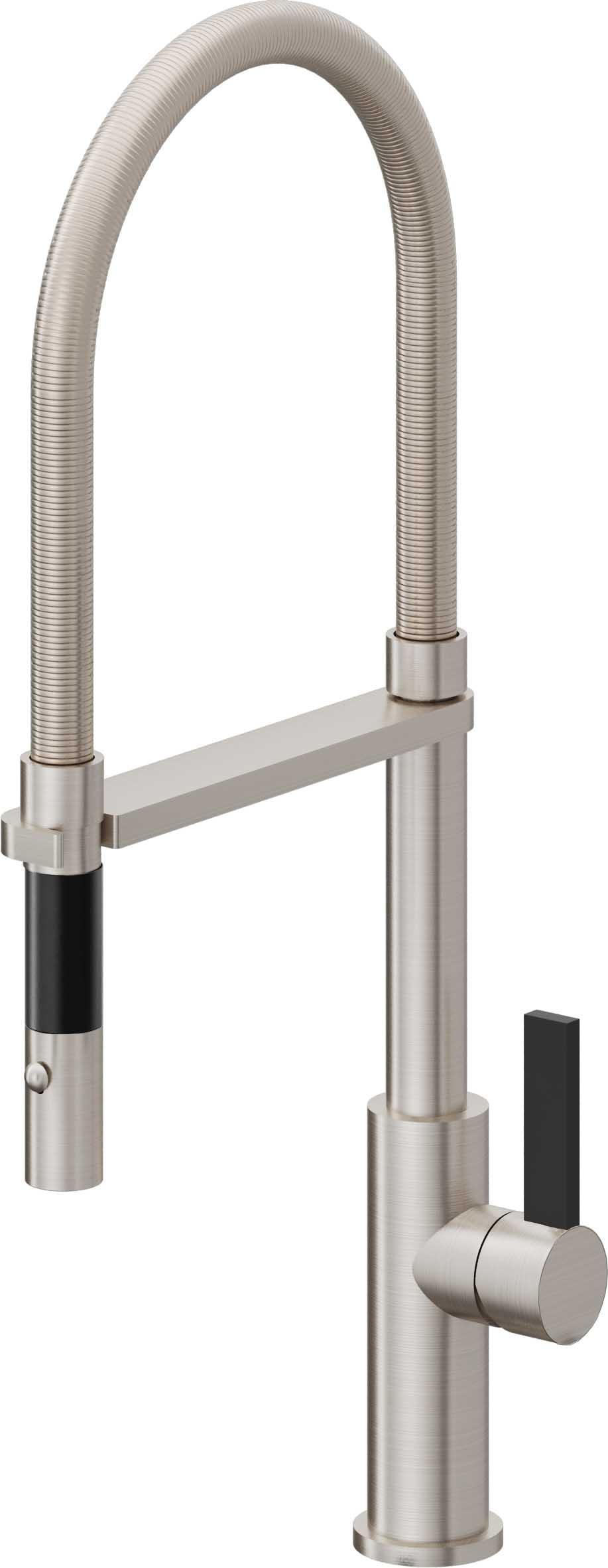 California Faucets Corsano Llave de Cocina Culinaria de Extraccion Contemporanea con Rociador de Boton - Acero Inoxidable Ultra