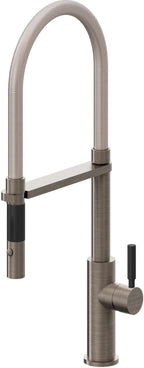 California Faucets Corsano Llave de Cocina Culinaria de Extraccion Contemporanea con Rociador de Boton - Níquel Antiguo Mate