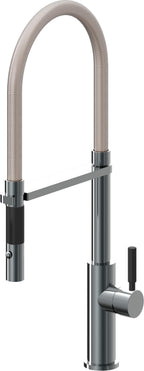 California Faucets Corsano Llave de Cocina Culinaria de Extraccion Contemporanea con Rociador de Boton - Níquel Negro
