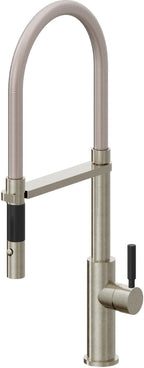 California Faucets Corsano Llave de Cocina Culinaria de Extraccion Contemporanea con Rociador de Boton - Níquel Bruñido