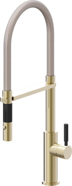 California Faucets Corsano Llave de Cocina Culinaria de Extraccion Contemporanea con Rociador de Boton - Latón Pulido