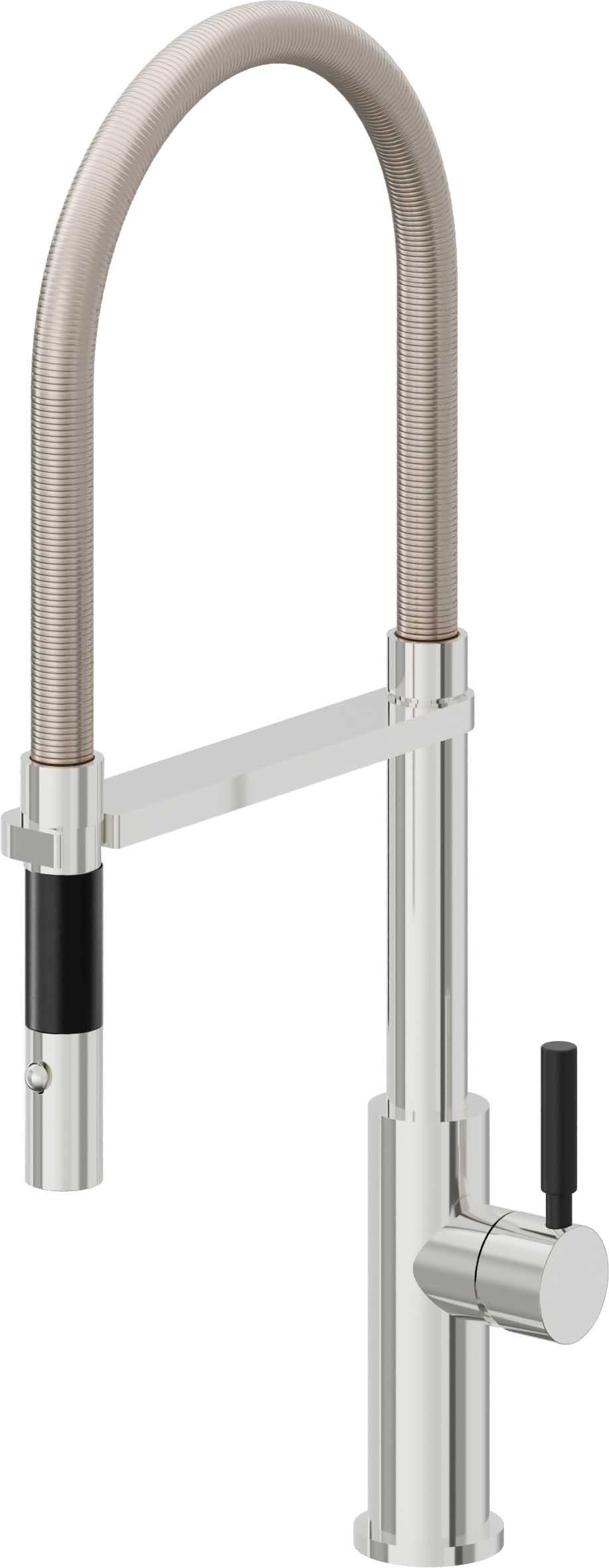 California Faucets Corsano Llave de Cocina Culinaria de Extraccion Contemporanea con Rociador de Boton - Cromo Pulido