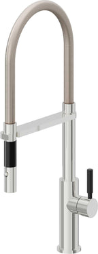 California Faucets Corsano Llave de Cocina Culinaria de Extraccion Contemporanea con Rociador de Boton - Cromo Pulido