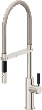 California Faucets Corsano Llave de Cocina Culinaria de Extraccion Contemporanea con Rociador de Boton - Níquel Pulido