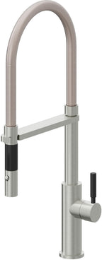 California Faucets Corsano Llave de Cocina Culinaria de Extraccion Contemporanea con Rociador de Boton - Cromo Satinado