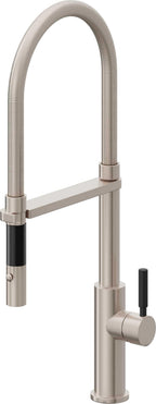 California Faucets Corsano Llave de Cocina Culinaria de Extraccion Contemporanea con Rociador de Boton - Níquel Satinado