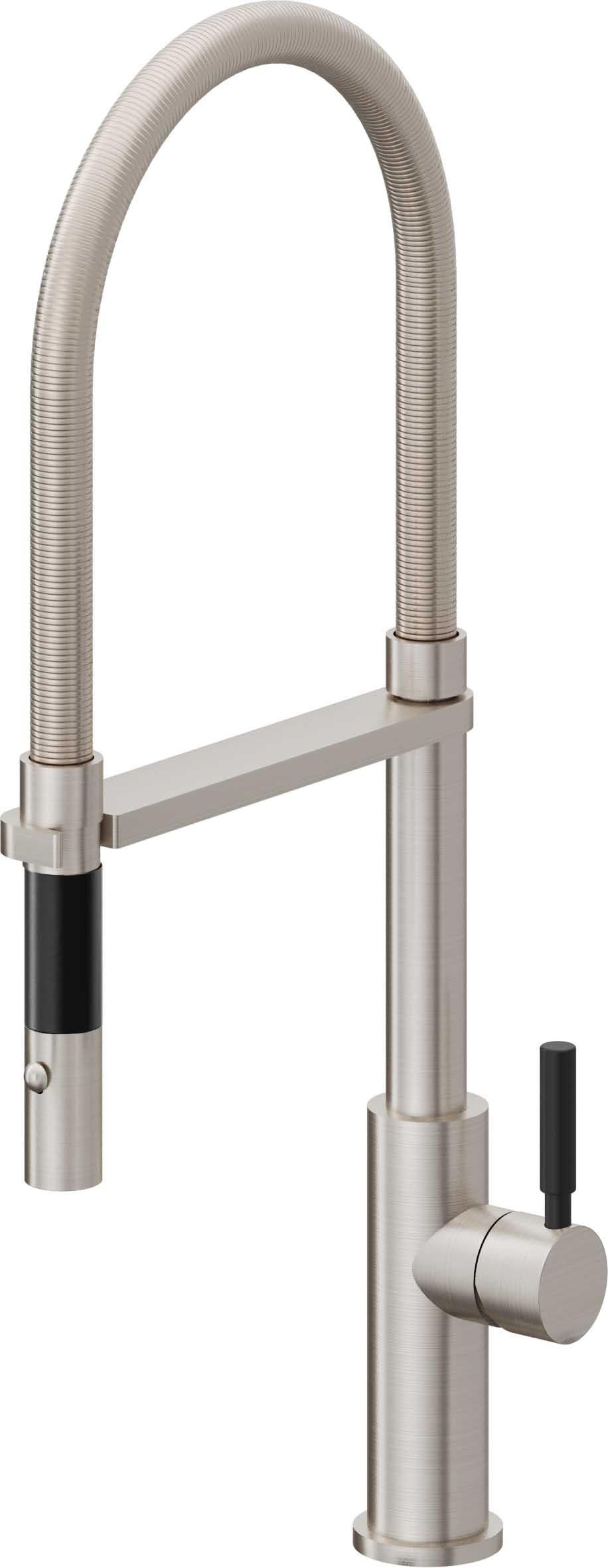 California Faucets Corsano Llave de Cocina Culinaria de Extraccion Contemporanea con Rociador de Boton - Acero Inoxidable Ultra