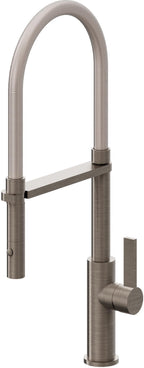 California Faucets Corsano Llave de Cocina Culinaria de Extraccion Contemporanea con Rociador de Boton - Níquel Antiguo Mate