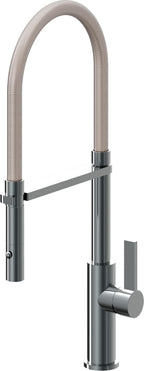 California Faucets Corsano Llave de Cocina Culinaria de Extraccion Contemporanea con Rociador de Boton - Níquel Negro