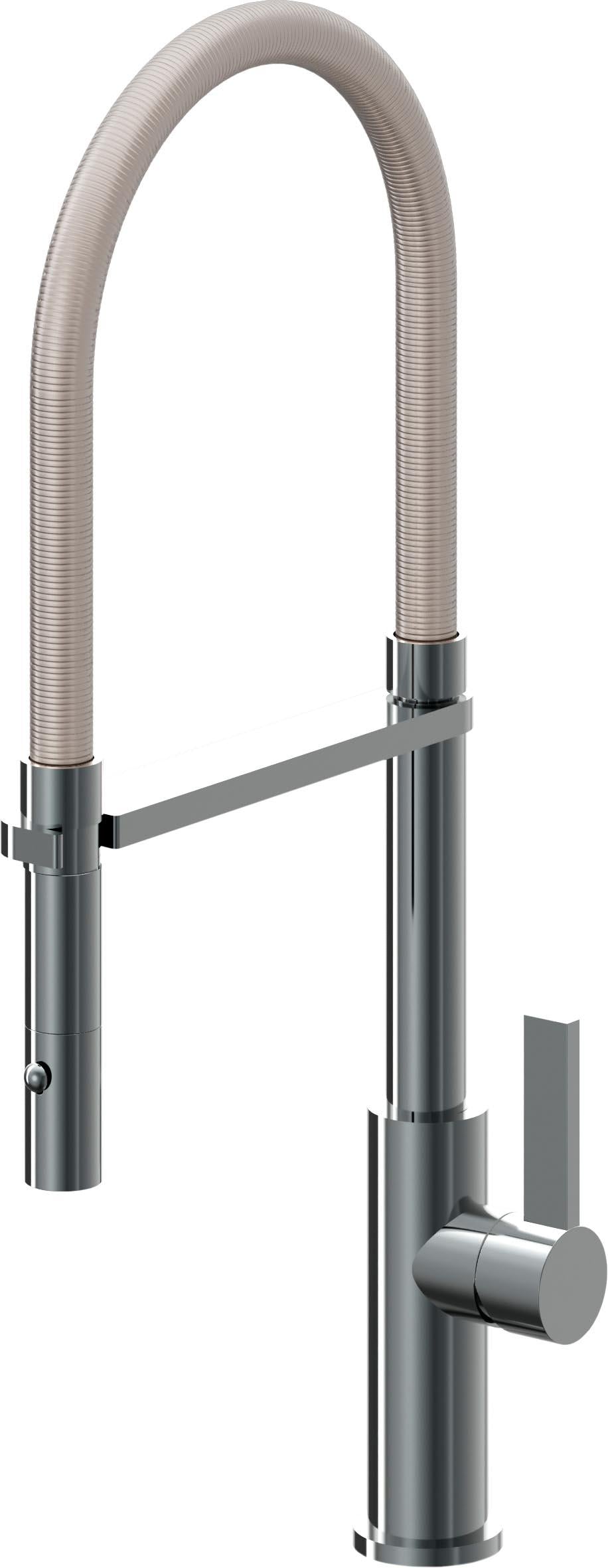 California Faucets Corsano Llave de Cocina Culinaria de Extraccion Contemporanea con Rociador de Boton - Níquel Negro