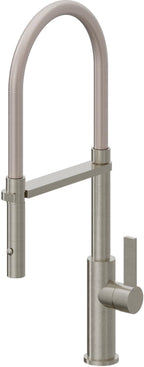 California Faucets Corsano Llave de Cocina Culinaria de Extraccion Contemporanea con Rociador de Boton - Níquel Bruñido