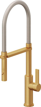 California Faucets Corsano Llave de Cocina Culinaria de Extraccion Contemporanea con Rociador de Boton - Oro Satinado de por Vida