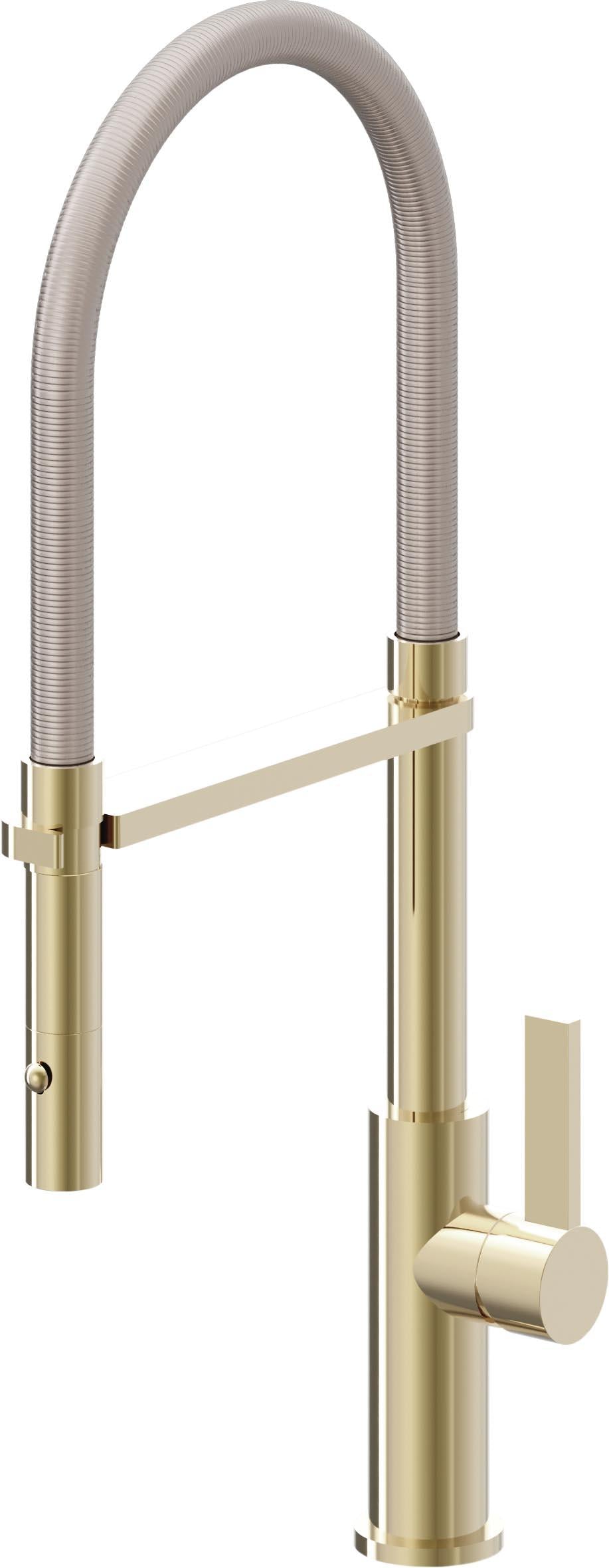 California Faucets Corsano Llave de Cocina Culinaria de Extraccion Contemporanea con Rociador de Boton - Latón Pulido