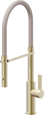 California Faucets Corsano Llave de Cocina Culinaria de Extraccion Contemporanea con Rociador de Boton - Latón Pulido