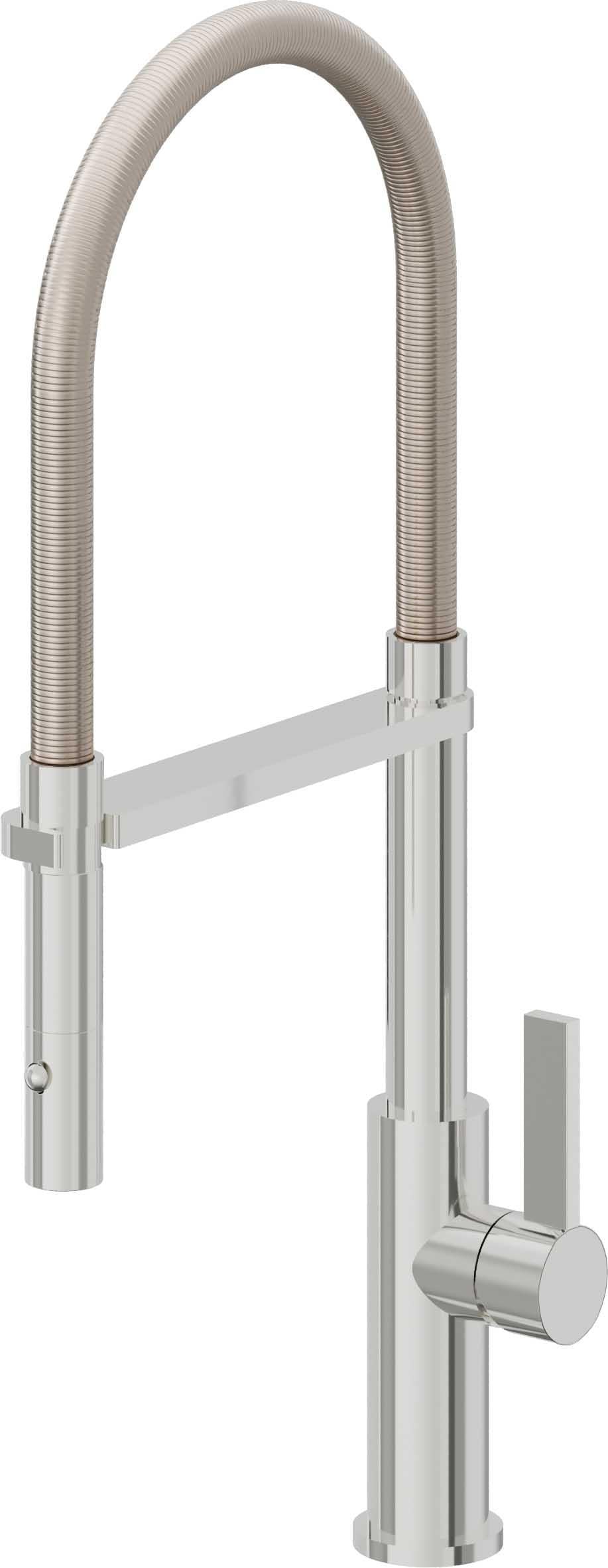 California Faucets Corsano Llave de Cocina Culinaria de Extraccion Contemporanea con Rociador de Boton - Cromo Pulido