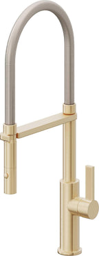California Faucets Corsano Llave de Cocina Culinaria de Extraccion Contemporanea con Rociador de Boton - Latón Satinado