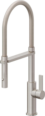 California Faucets Corsano Llave de Cocina Culinaria de Extraccion Contemporanea con Rociador de Boton - Acero Inoxidable Ultra