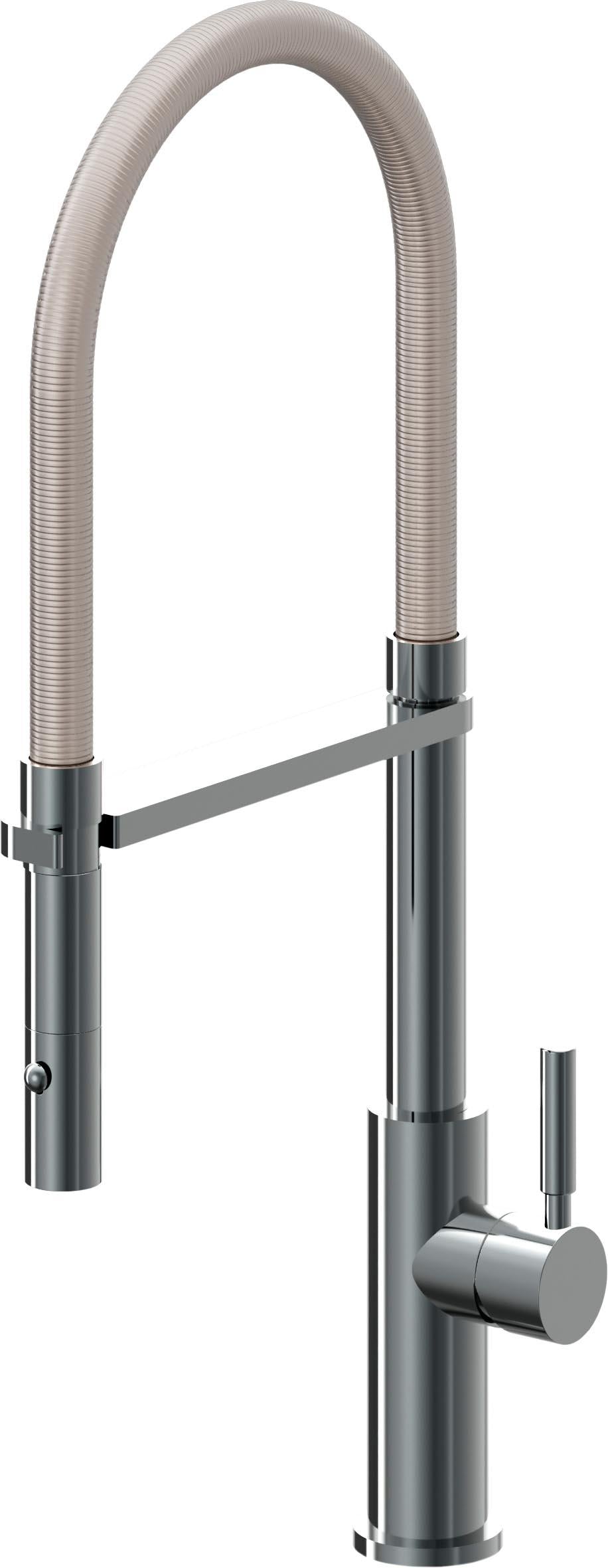 California Faucets Corsano Llave de Cocina Culinaria de Extraccion Contemporanea con Rociador de Boton - Níquel Negro