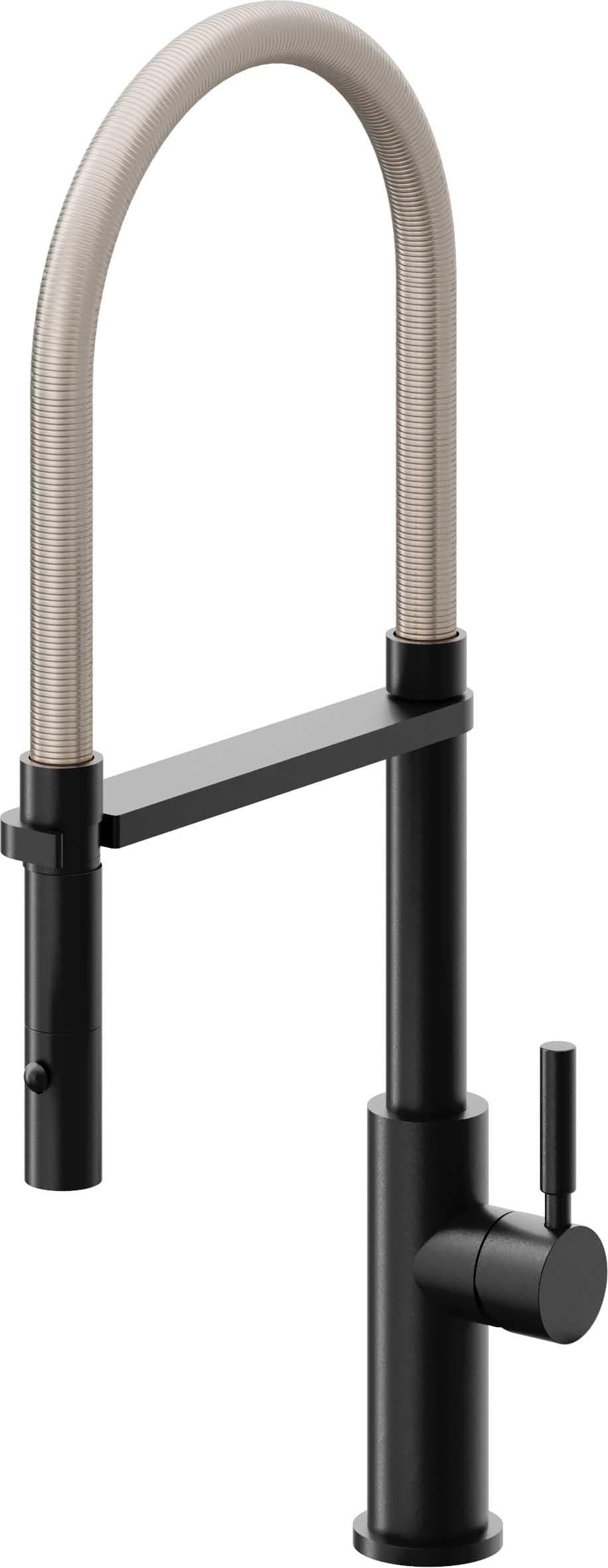 California Faucets Corsano Llave de Cocina Culinaria de Extraccion Contemporanea con Rociador de Boton - Negro Mate