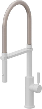 California Faucets Corsano Llave de Cocina Culinaria de Extraccion Contemporanea con Rociador de Boton - Blanco Mate