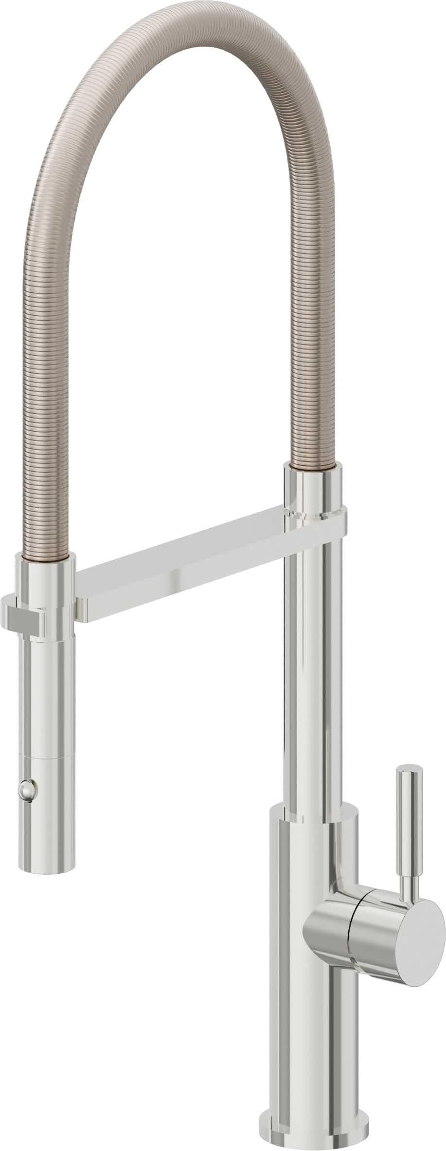 California Faucets Corsano Llave de Cocina Culinaria de Extraccion Contemporanea con Rociador de Boton - Cromo Pulido