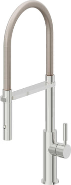 California Faucets Corsano Llave de Cocina Culinaria de Extraccion Contemporanea con Rociador de Boton - Cromo Pulido