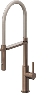 California Faucets Corsano Llave de Cocina Culinaria de Extraccion Contemporanea con Rociador de Boton - Bronce Satinado