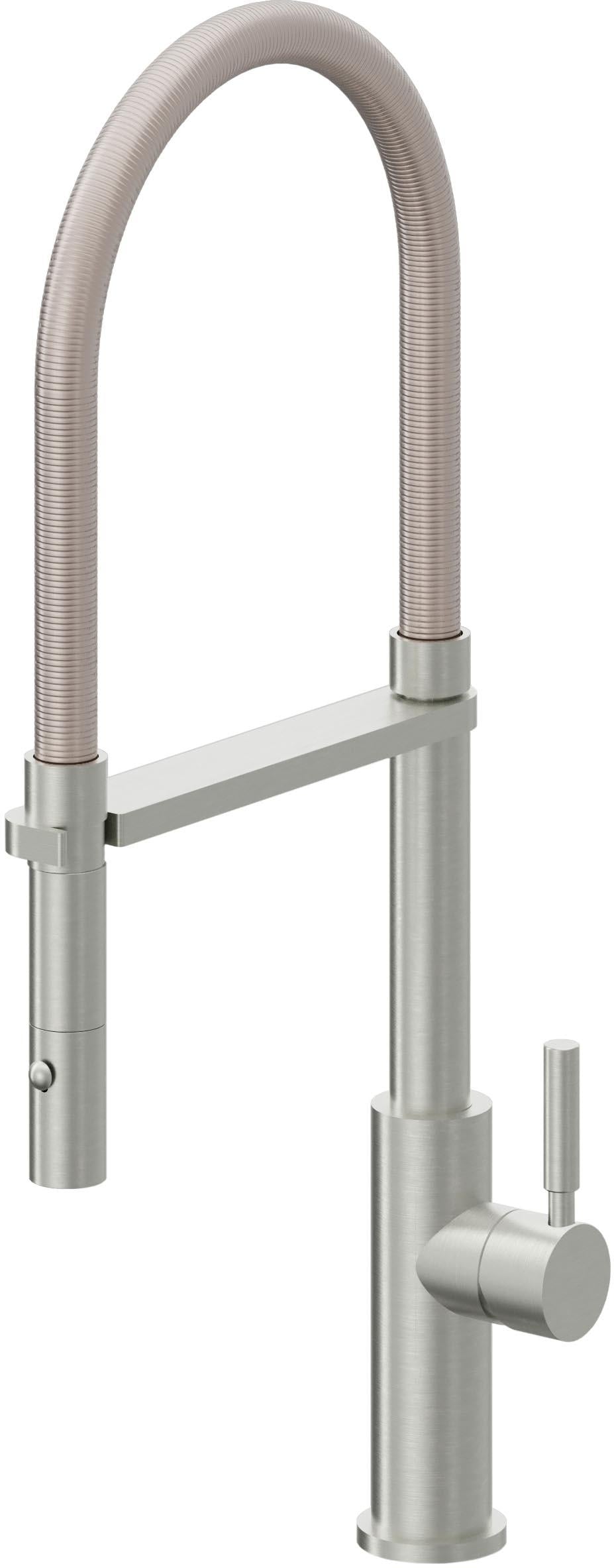 California Faucets Corsano Llave de Cocina Culinaria de Extraccion Contemporanea con Rociador de Boton - Cromo Satinado