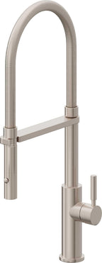California Faucets Corsano Llave de Cocina Culinaria de Extraccion Contemporanea con Rociador de Boton - Níquel Satinado