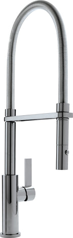 California Faucets Corsano Llave de Cocina Culinaria de Extraccion Contemporanea con Rociador de Boton y Espiral Acabada - Níquel Negro